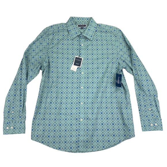 Club Room Other - Club Room Mens Lopin Foulard Allover Print Button Down Shirt Light Blue L